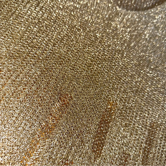 Gold Metallic Knit Top with 3/4 Sleeves - Shimmer & Shine Size Small - Picture 6 of 13
